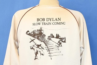 vintage 70s BOB DYLAN SLOW TRAIN COMING COLUMBIA RECORDS SATIN BOMBER JACKET L