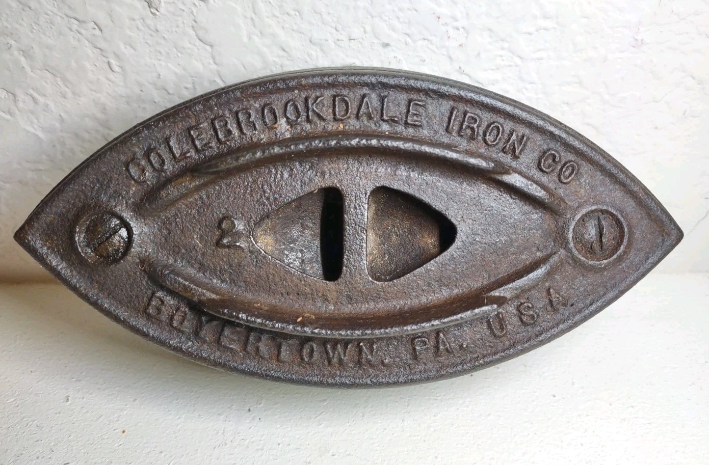 Antique Colebrookdale Sad Iron Cast Iron w/ Wooden Handle Boyertown PA USA