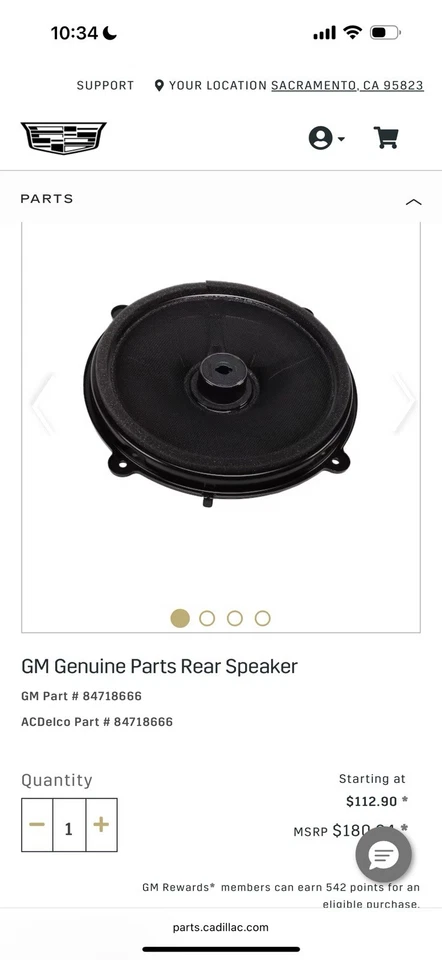 Altavoz trasero de audio Bose Cadillac CT4 2020-2022 84718666 OEM 2021 Foto 4 de 4