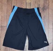 PUMA Boys Athletic Shorts Black Blue size L 14-16 with Elastic waistband