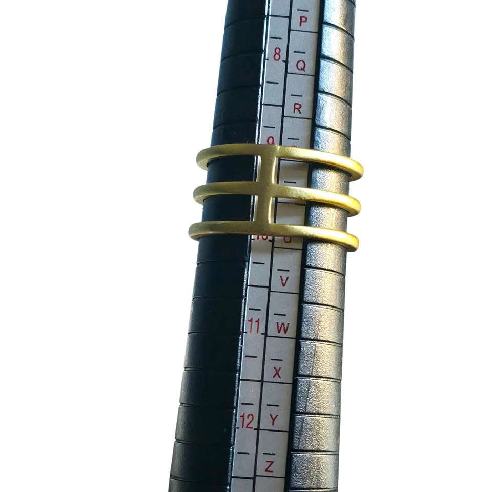 Anillo Freida Rothman Triple Banda Topacio Azul Circonita cúbica Plata de Ley Chapado en Oro 14K... Foto 3 de 4