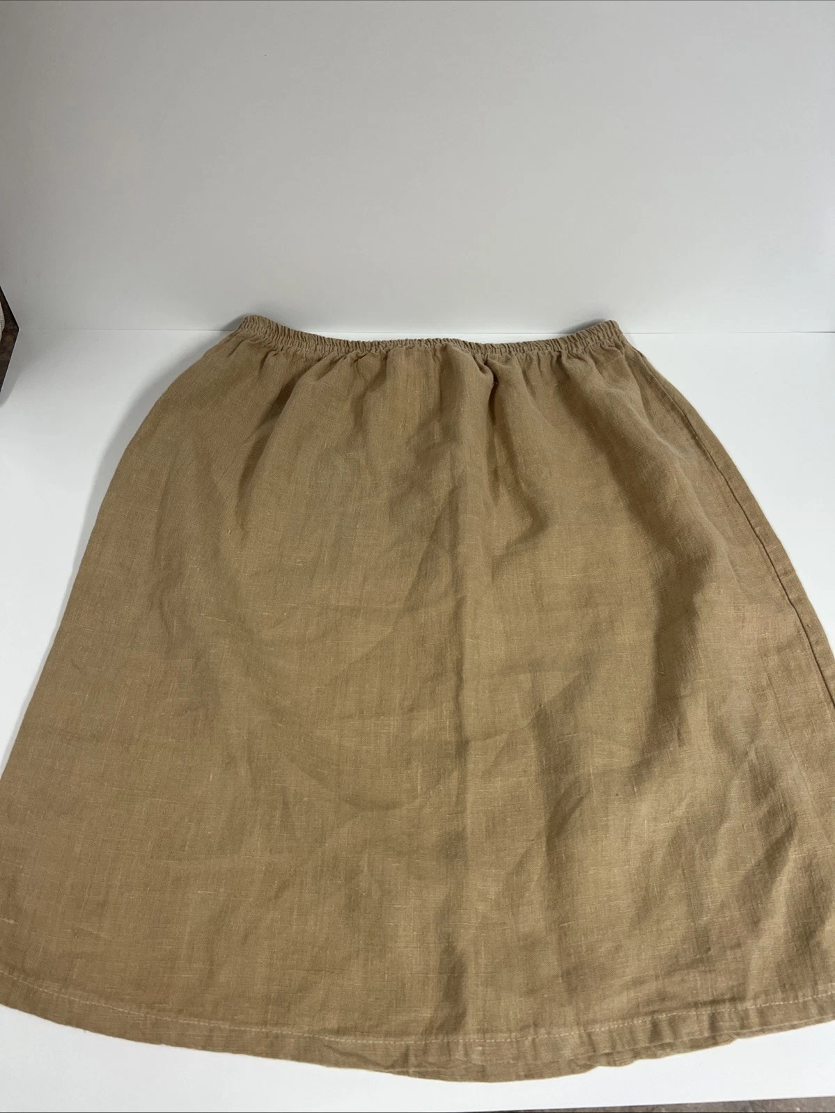Linen Liz & Jane Clothes Vintage Khaki/Camel 100% Linen Skirt Women’s M USA