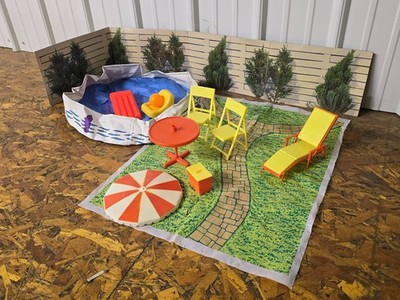 Fashion Doll Arco Vintage Playset Barbeque Pool Party 80's #7683 Barbie