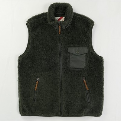 Best Made Co Mens M Deep Pile Wool Blend Sherpa Fleece Vest Green B2268