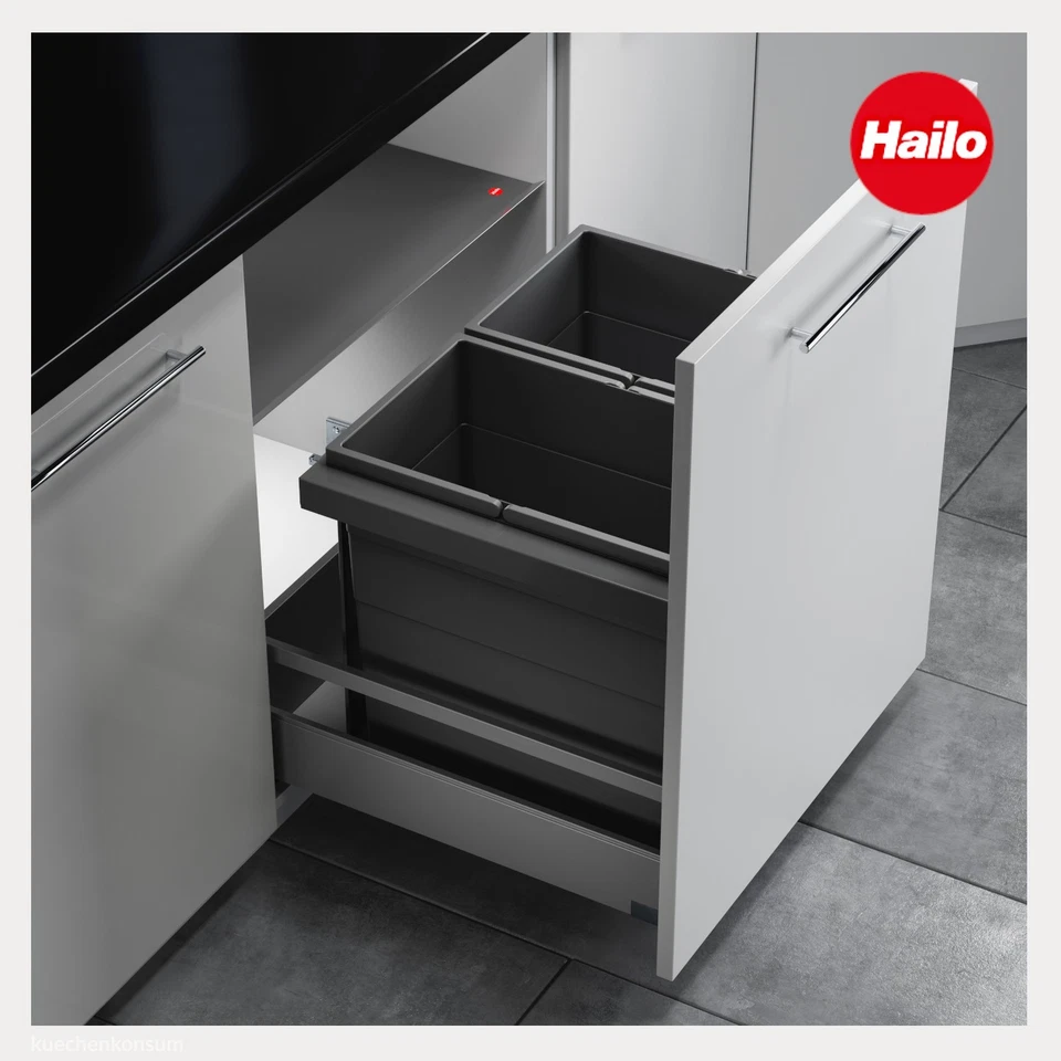 Hailo Triple XL 600 Abfallsammler 56 Ltr Einbau Mülltrennsystem für 60 cm Auszug - Bild 3 von 4
