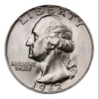1962-D Washington Quarter BU Uncirculated Mint State 90% Silver 25c US Coin