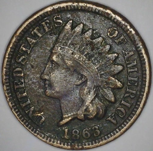 1863 INDIAN HEAD CENT XF Detail Copper Nickel Historic Civil War Era Penny DT4