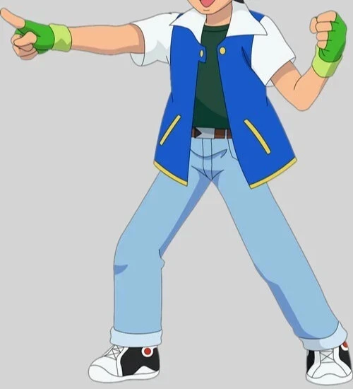 Ash Ketchum мужской синий из овчины кожаная куртка половина рукава Хэллоуин специальный - Изображение 2 из 4