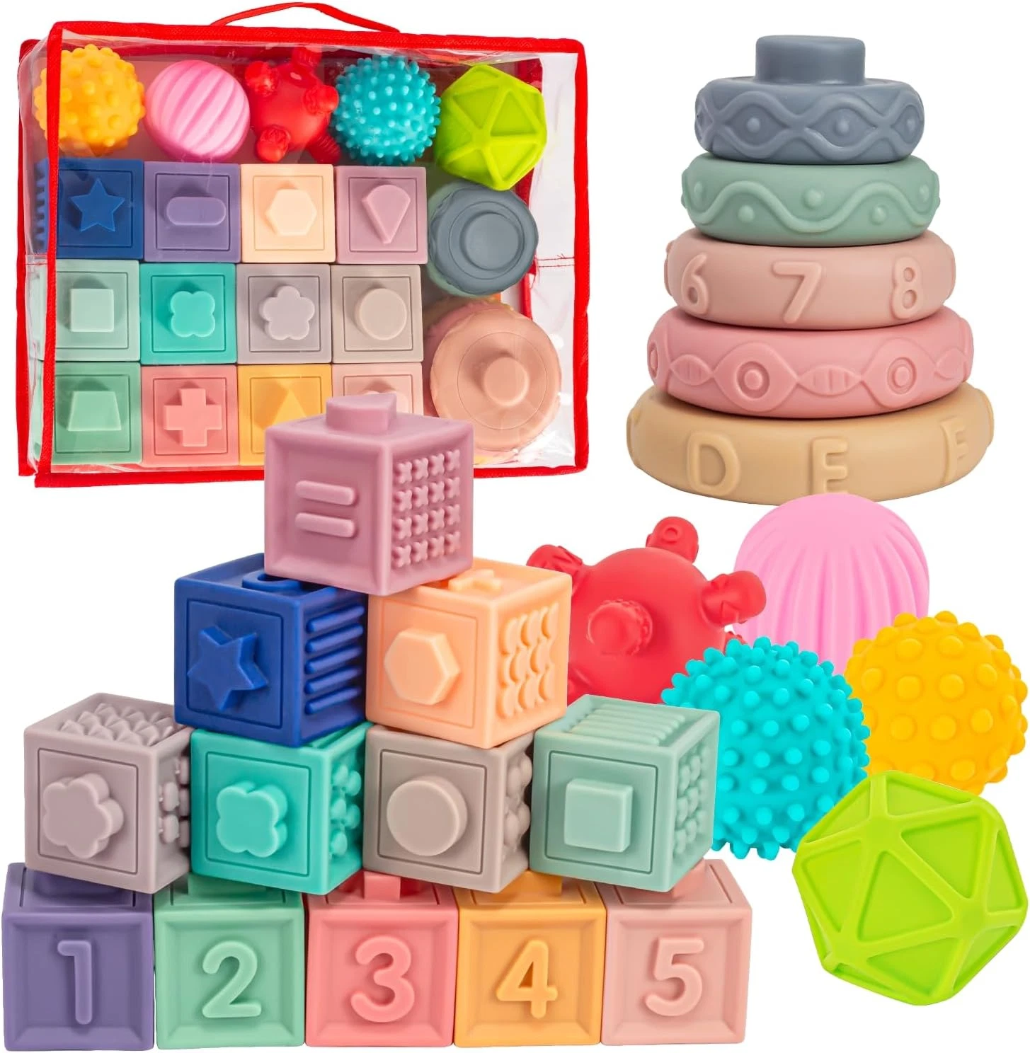 3 in 1 Montessori Toys for Babies 0-18 Months, Soft Teething, Stacking Blocks, 2
Opens in a new wind