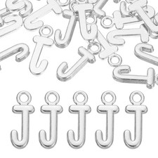 40Pcs Letter Charm Alloy Letter J Alphabet Charm for DIY Crafts Silver