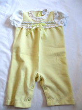 Vtg Carter  s Spring Yellow  White Eyelet Lace Romper Jumper Sz 6 Mths Made USA