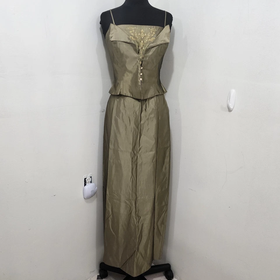 Винтажный Cachet юбка комплект металлический серо-золотой рукав вышитые блестки размер 12 - Изображение 2 из 4