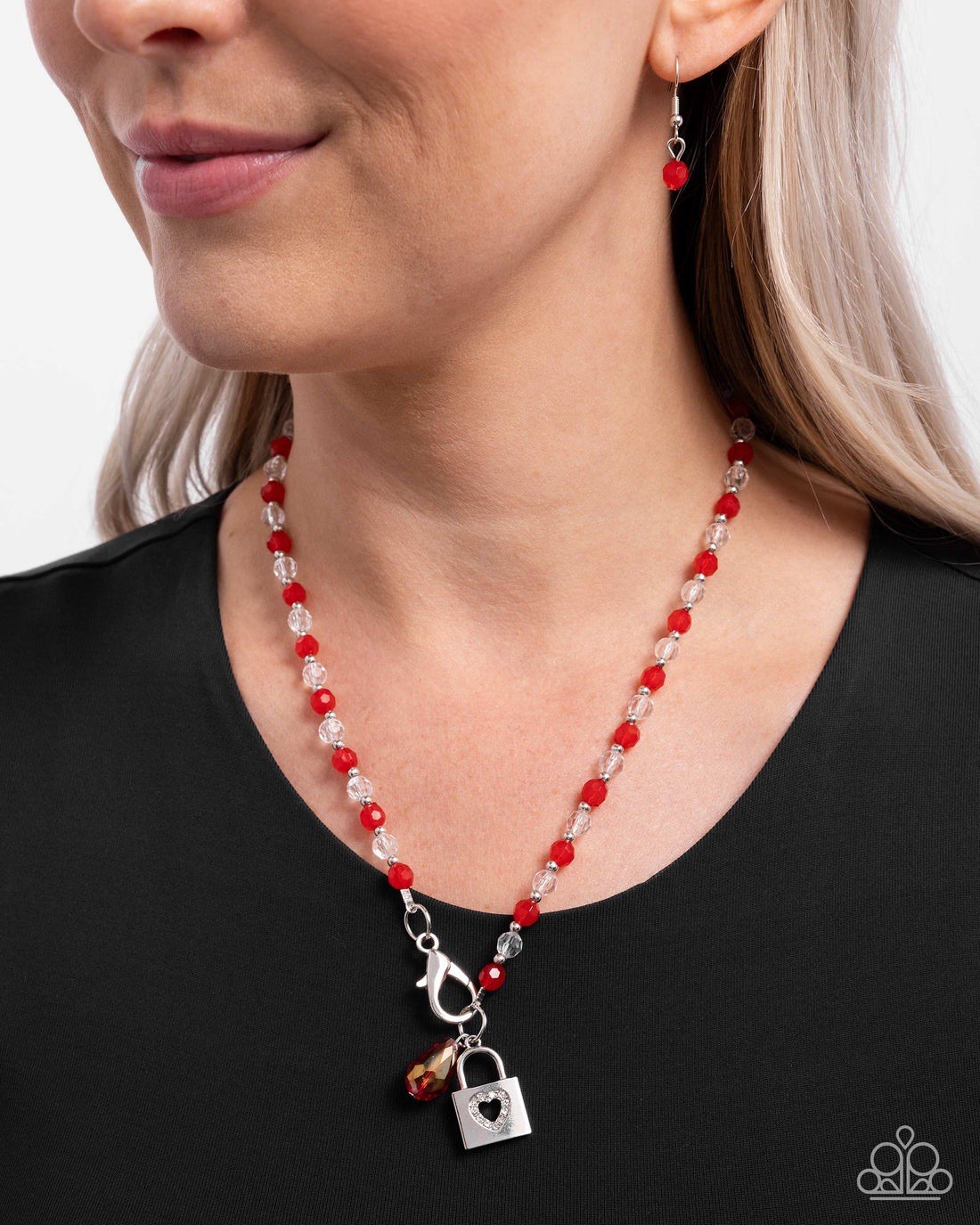 New Paparazzi Jewelry-Love Match Necklace-Red