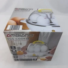 Ambiano Egg Cooker 6 Egg Capacity 360W White Yellow Handle New Fast Ship