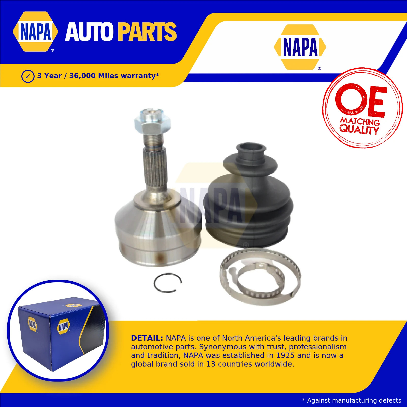 CV Joint Front Outer NCV1031 NAPA C.V. Driveshaft Genuine Top Quality Guaranteed