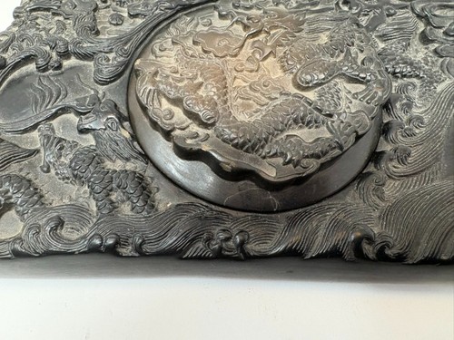 Grande pietra inchiostro calligrafia cinese 8 draghi 9"x 7,5" - Foto 8 di 17
