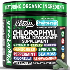 Clean Nutra Chlorophyll Capsules Supplement 60 Count Pack of 1 , Black/Green