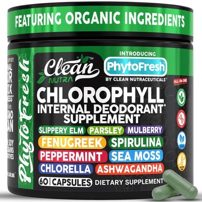 Clean Nutra Chlorophyll Capsules Supplement 60 Count (Pack of 1), Black/Green