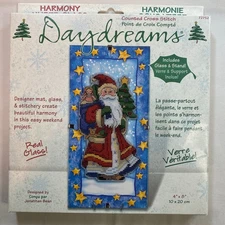 Daydreams Harmony Under Glass Starry Santa Counted Cross Stitch Kit complete