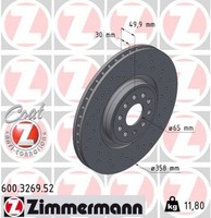 2X Zimmermann Bremsscheibe Sport Z 600.3269.52 FüR VW ID E21 E39 Buzz Bus EBB Q4