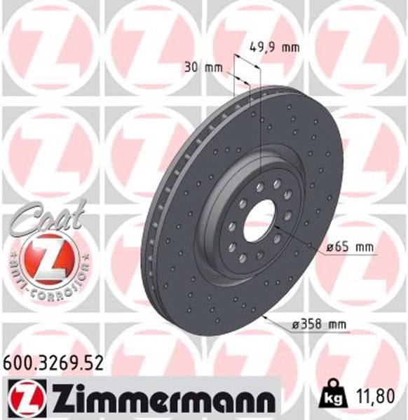 2X Zimmermann Bremsscheibe Sport Z 600.3269.52 FüR VW ID E21 E39 Buzz Bus EBB Q4-image