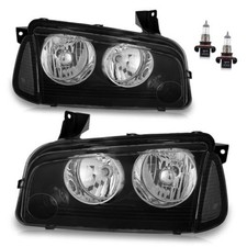 Headlights Assembly OE Replacement Black Housing  With High  Low Beam Bulbs