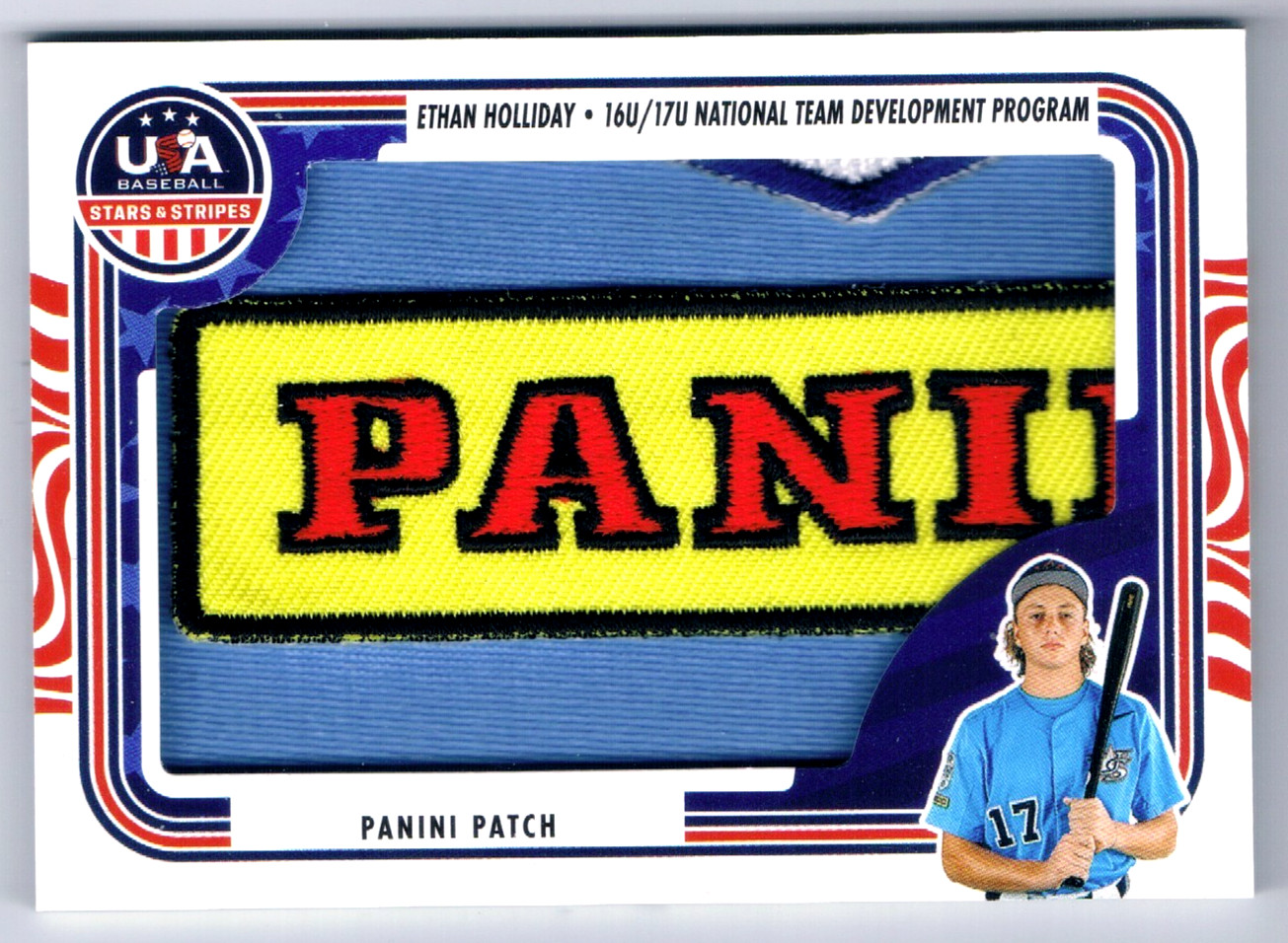 2/2 Stars & Stripes Usa 2024 Ethan Holliday Jumbo Relic Panini Logo Patch Card