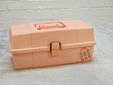 Vintage CABOODLES Makeup Cosmetic Case Plano 1980s Tackle Box Light Pink