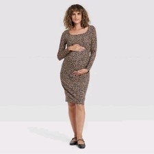 Isabel by Ingrid Maternity Leopard Print Long Sleeve Animal Print Dress XXL NWT