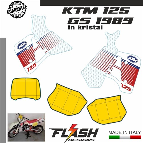 Pegatinas de cristal KTM 125 - 250 - 350 gs enduro 1989 con portainuméricos - Imagen 1 de 8