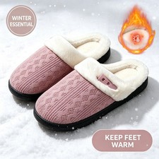Winter Plush Warm Slippers Women's Cozy Indoor Shoes Anti Slip Home Cotton Shoes