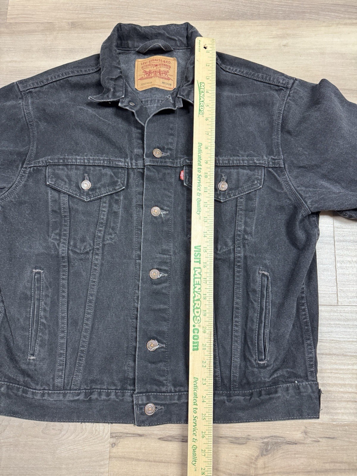 Vtg Levi's Denim Jean Black Trucker Jacket Mens M 70507-4159 Type 3 Red Tab USA thumbnail 12