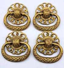 4 Antique Drop Ring Drawer Pulls Door Vintage Dresser Handle Furniture Hardware 
