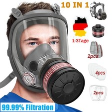 6800 Vollmaske Atemschutzmaske mit Filter Vollgesichtsmaske Gasmaske ~