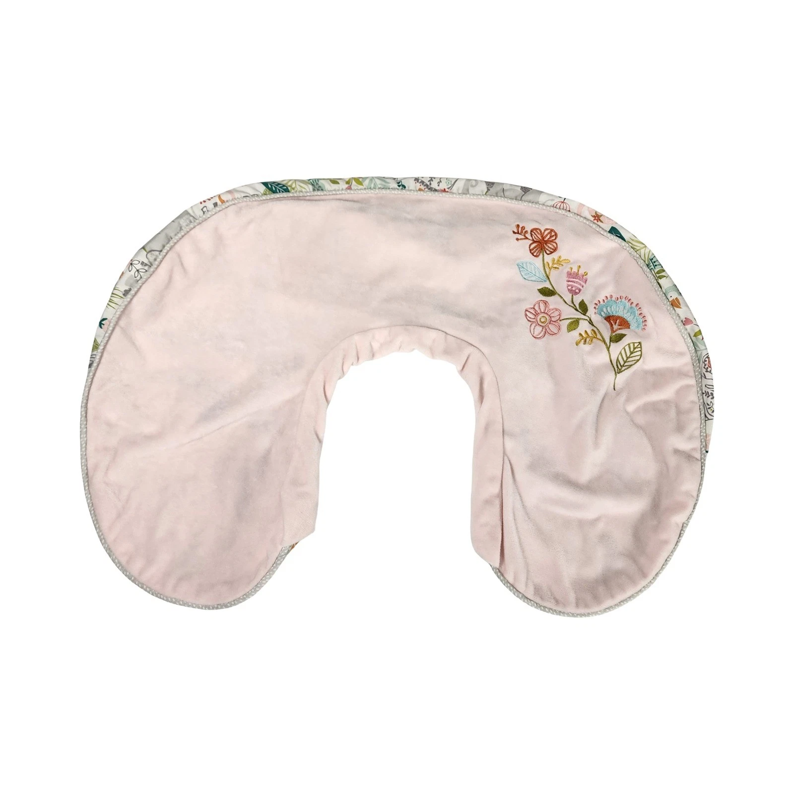 Boppy Nursing Pillow Cover Pink Plush Floral Embroidery Jungle Animal Reversible
Opens in a new wind