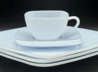 6 Pc. Vtg Fire King Delphite Blue Azurite Charm Milk Glass Plates, Cup & Saucers