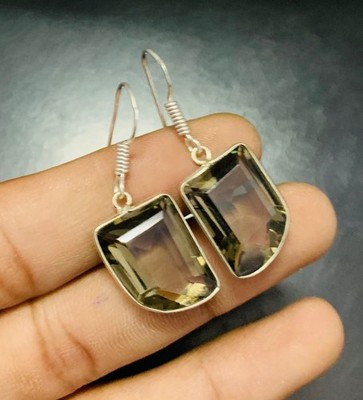 Rauchquarz Edelstein 925 Sterling Silber Handarbeit Ohrring Schmuck Geschenk für