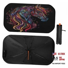 Car Windshield Sunshade Umbrella Colorful Horse Foldable Car Windshield Sun
