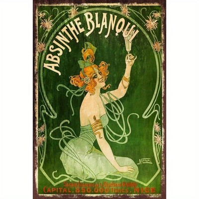 Classic Absinthe Blanqui Attractive Woman Tin Metal Signs Home Décor Nostalgic 1