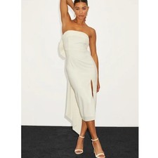 NWT Lulus Fabulous Phenomenon White Strapless Bow Midi Dress Size M