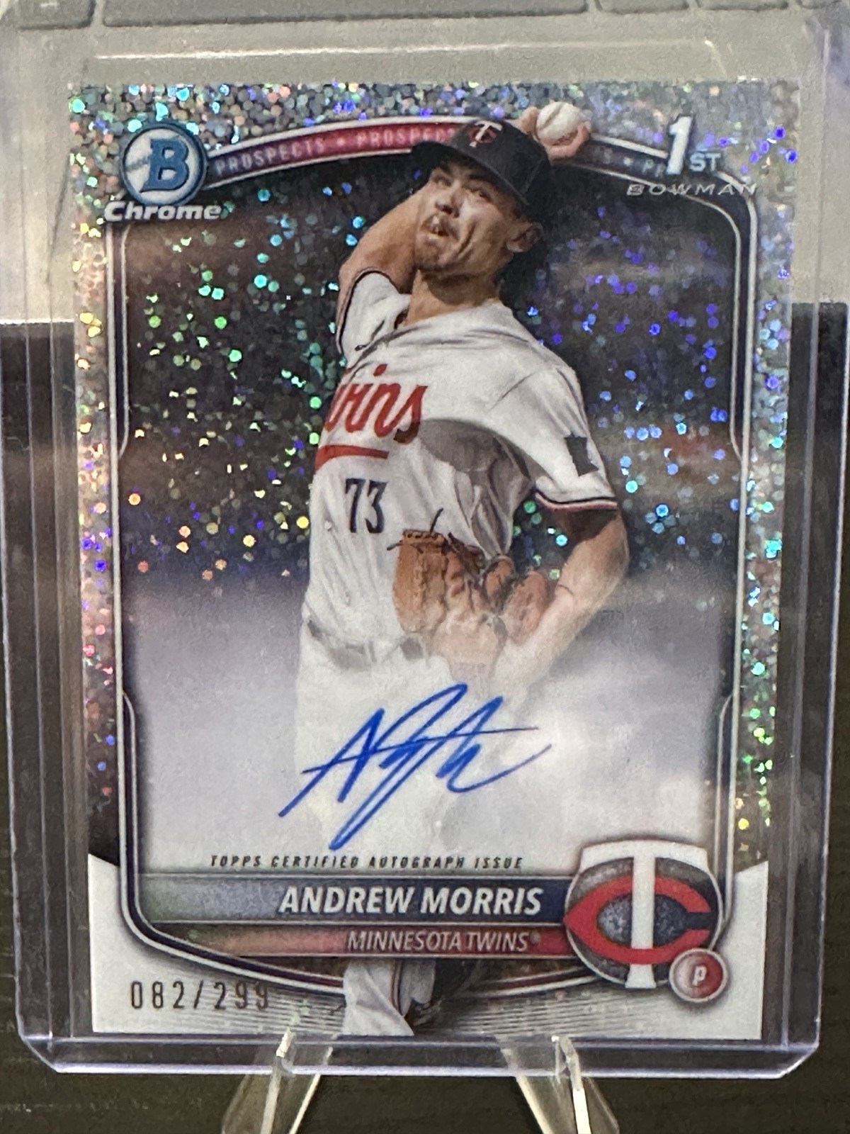 2025 Bowman Chrome Autograph Andrew Morris #CPA-AMO Speckle Refractor /299