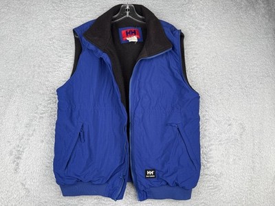 Helly Hansen Vest Mens Medium Blue Fleece Lined Full Zip Pockets Rib Hem Outdoor