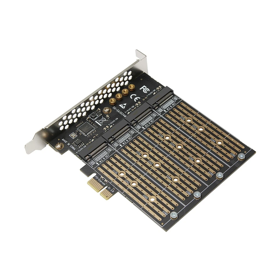 PCIE to M2 Adapter PCI Express X1 3.0 4 Ports B Key M.2 NGFF SATA SSD Adapter - Image 2 of 4