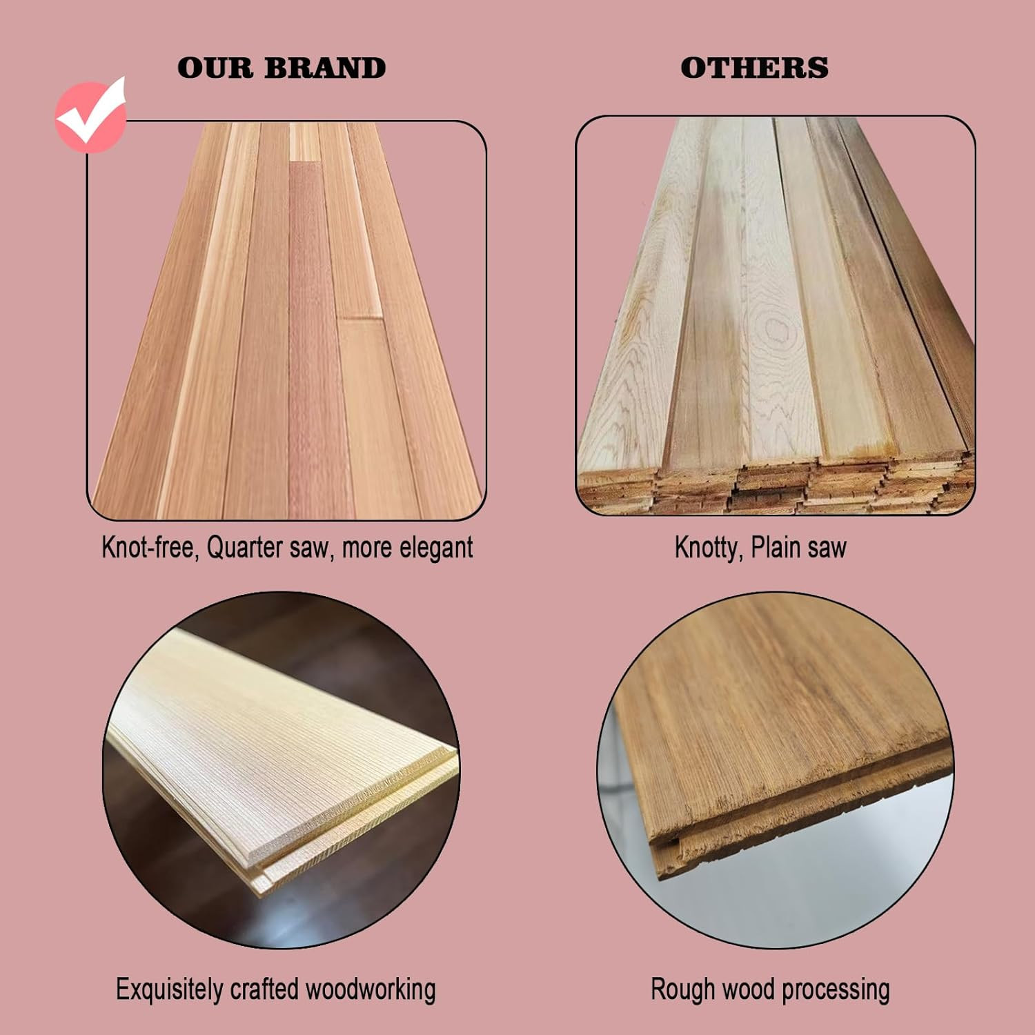 Western Red Cedar Wall Panels, 3.5" Wx16-55" L Wood Planks for Walls, Accent Wal