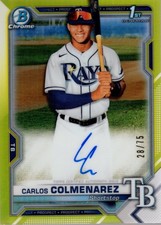 2021 Bowman Chrome Prospect Yellow Refractors #CPACC Carlos Colmenarez Auto /75