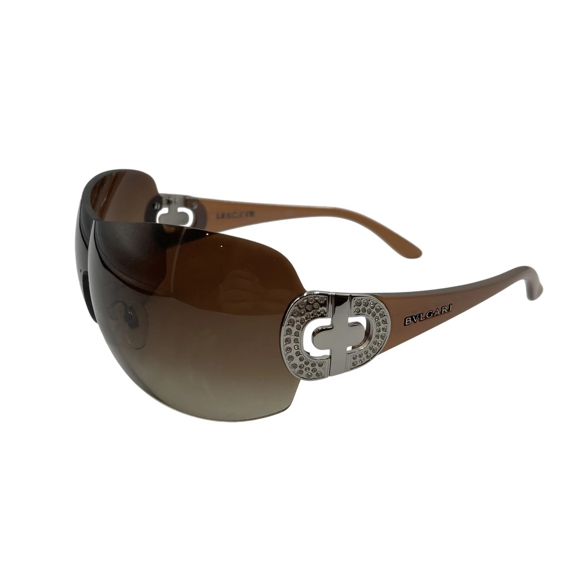 Bulgari Silver and Brown Sunglasses with Rhinestone Embellishments Sunglasses Bvlgari Brown in Other - 47651073 main image 3