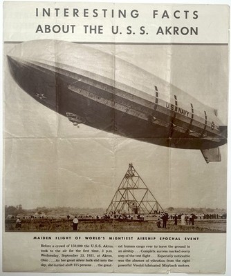 1931 USS AKRON FACTS ZRS 4 VEEDOL OIL PROMO BROCHURE GOODYEAR ZEPPELIN AIRSHIP