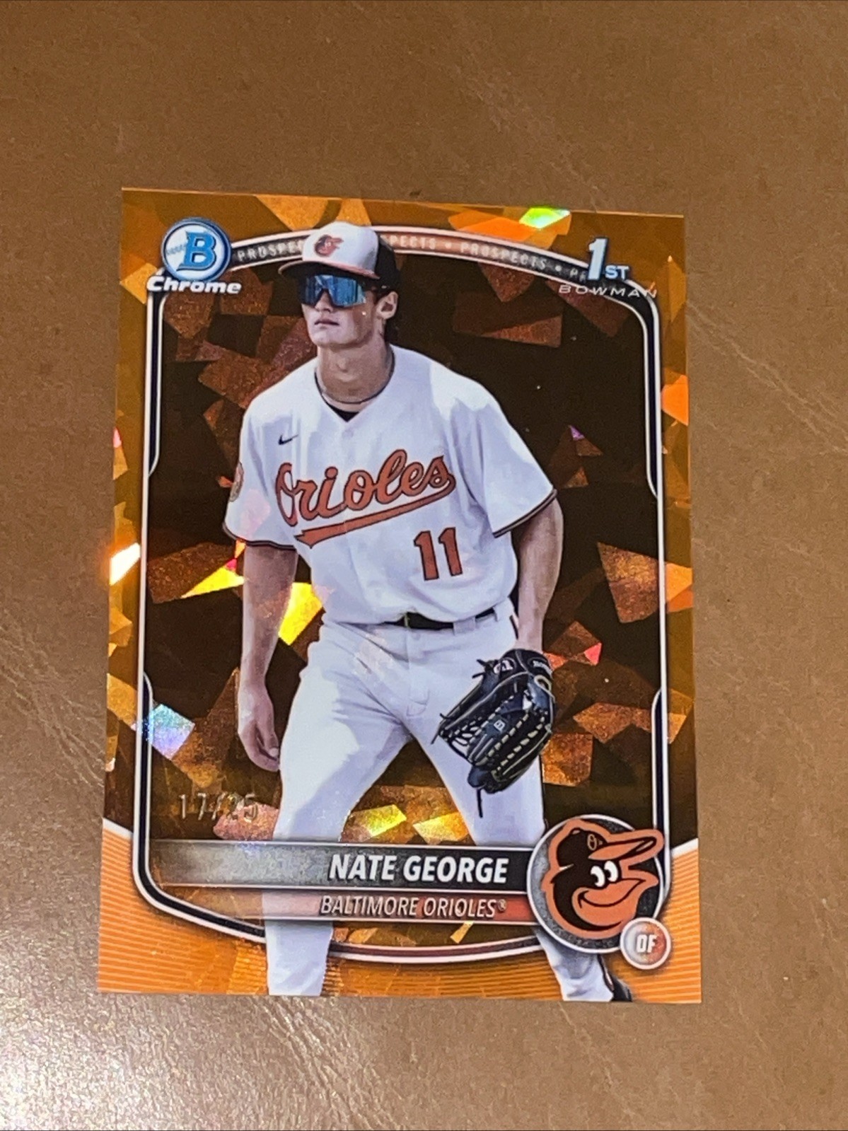 2025 Bowman Chrome Sapphire 1st Nate George Orange Sapphire Refractor #/25 Os