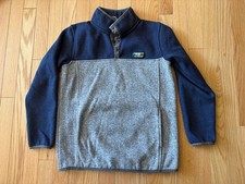 Boys LL Bean Sweater Fleece Quarter Snap Pullover, size L 14/16