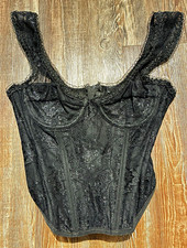 SHEIN Black Lace Corset Top Zip Closure Women s Size M